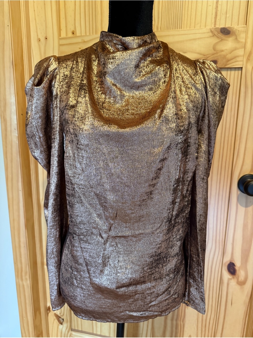 Future Collective Metallic Bronze Mock-Neck Women’s Top, size M